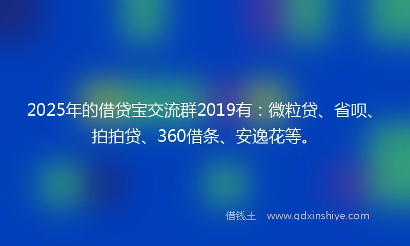 2025年的借贷宝交流群2019有：微粒贷、省呗、拍拍贷、360借条、安逸花等。