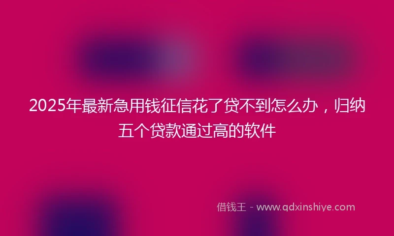 2025年最新急用钱征信花了贷不到怎么办，归纳五个贷款通过高的软件
