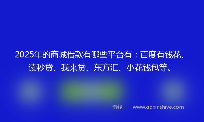 2025年的商城借款有哪些平台有：百度有钱花、读秒贷、我来贷、东方汇、小花钱包等。