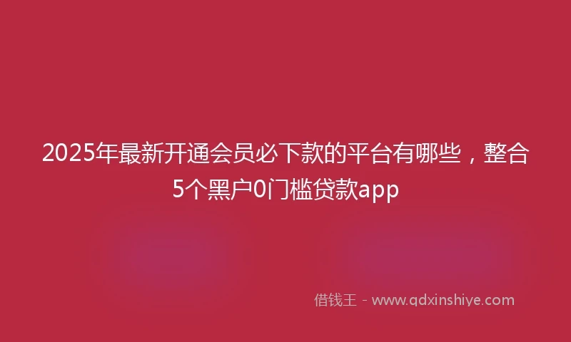 2025年最新开通会员必下款的平台有哪些，整合5个黑户0门槛贷款app