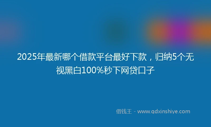 2025年最新哪个借款平台最好下款，归纳5个无视黑白100%秒下网贷口子