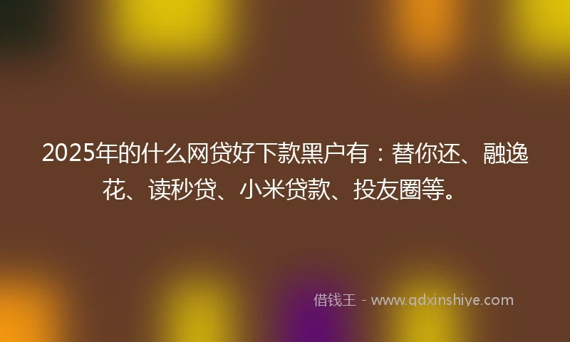 2025年的什么网贷好下款黑户有：替你还、融逸花、读秒贷、小米贷款、投友圈等。