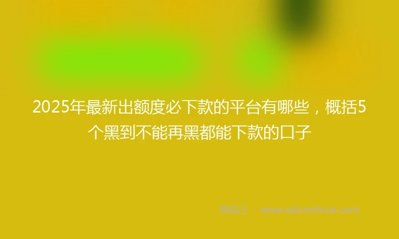 2025年最新出额度必下款的平台有哪些，概括5个黑到不能再黑都能下款的口子