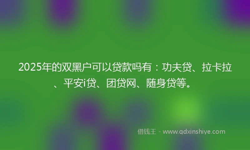 2025年的双黑户可以贷款吗有：功夫贷、拉卡拉、平安i贷、团贷网、随身贷等。