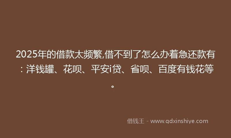 2025年的借款太频繁,借不到了怎么办着急还款有：洋钱罐、花呗、平安i贷、省呗、百度有钱花等。
