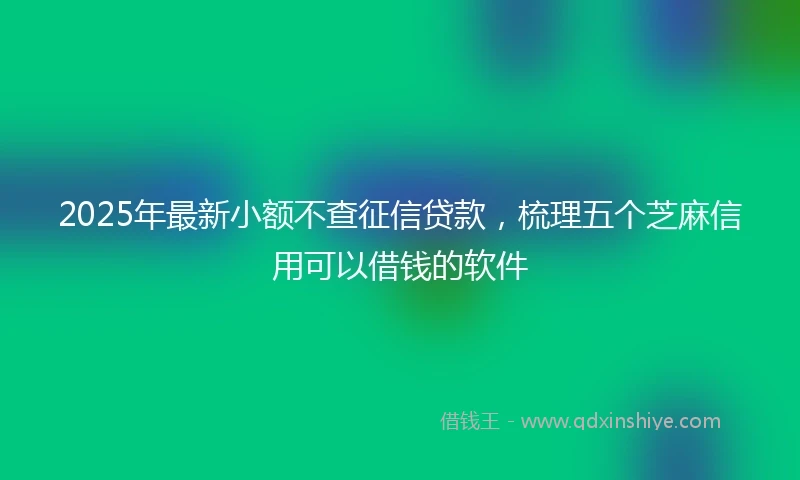 2025年最新小额不查征信贷款，梳理五个芝麻信用可以借钱的软件