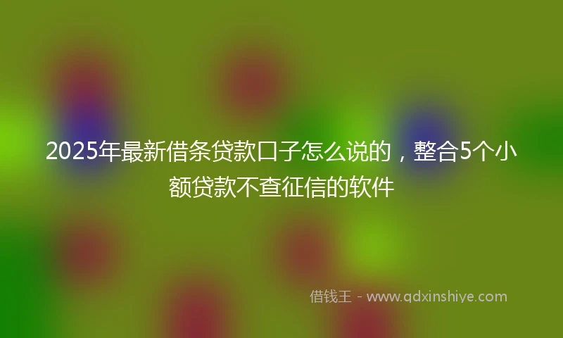 2025年最新借条贷款口子怎么说的，整合5个小额贷款不查征信的软件