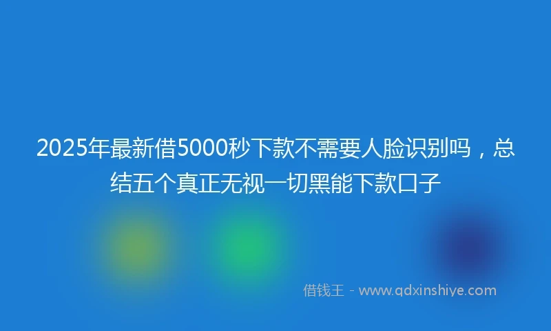 2025年最新借5000秒下款不需要人脸识别吗，总结五个真正无视一切黑能下款口子