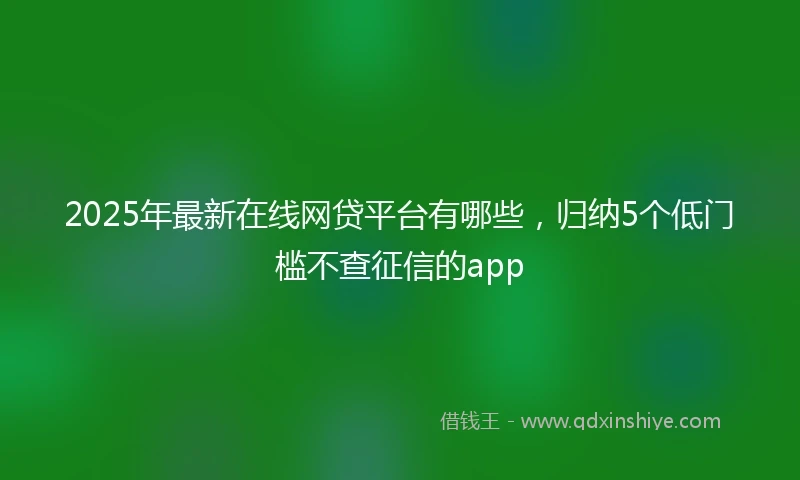 2025年最新在线网贷平台有哪些，归纳5个低门槛不查征信的app