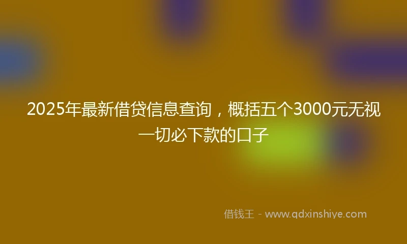 2025年最新借贷信息查询，概括五个3000元无视一切必下款的口子