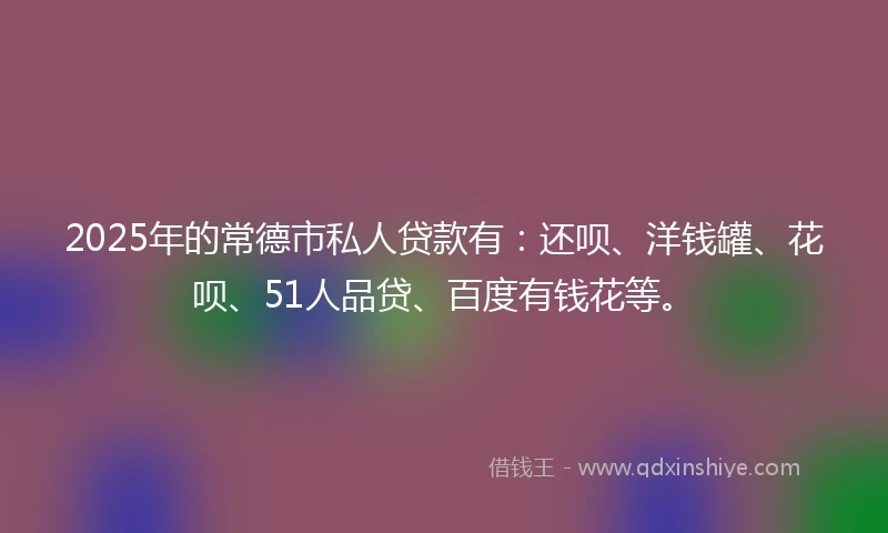 2025年的常德市私人贷款有：还呗、洋钱罐、花呗、51人品贷、百度有钱花等。