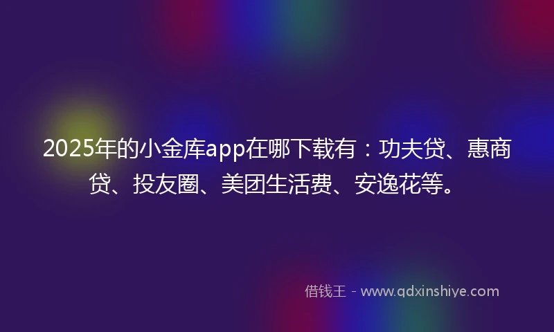 2025年的小金库app在哪下载有：功夫贷、惠商贷、投友圈、美团生活费、安逸花等。