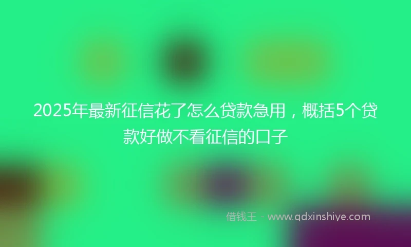 2025年最新征信花了怎么贷款急用，概括5个贷款好做不看征信的口子