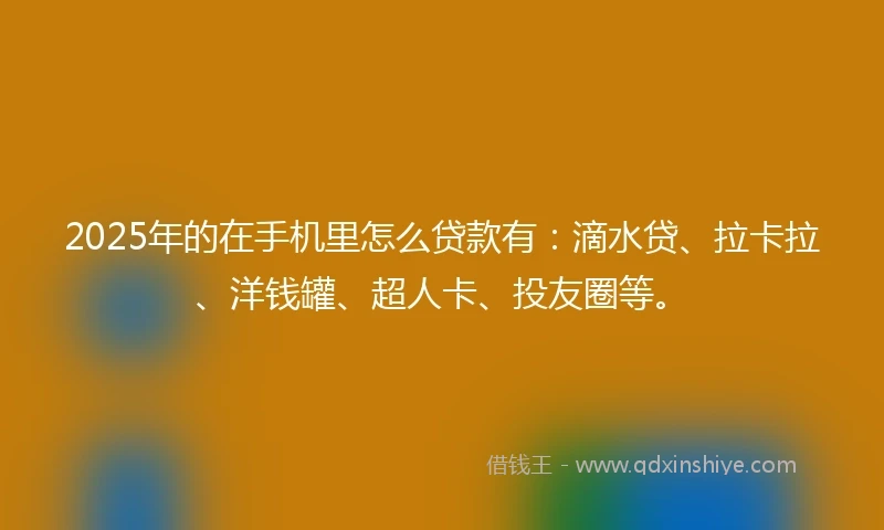 2025年的在手机里怎么贷款有：滴水贷、拉卡拉、洋钱罐、超人卡、投友圈等。