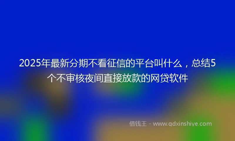 2025年最新分期不看征信的平台叫什么，总结5个不审核夜间直接放款的网贷软件
