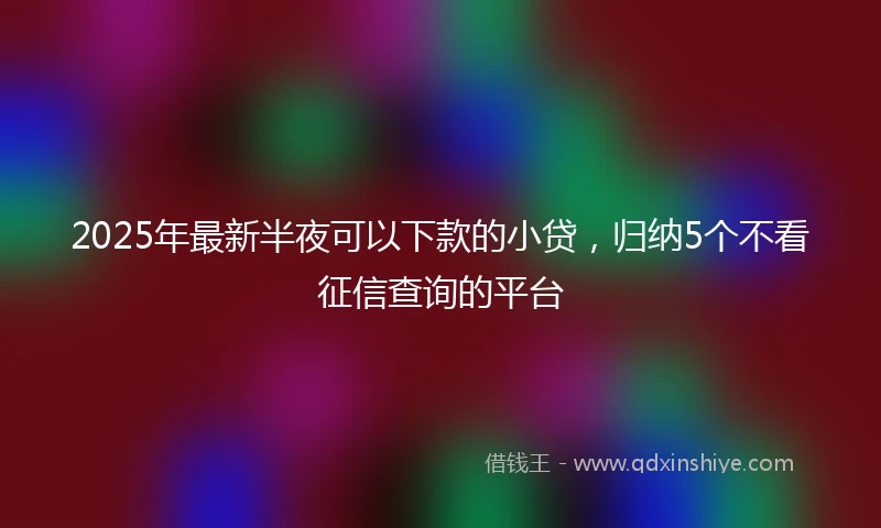 2025年最新半夜可以下款的小贷，归纳5个不看征信查询的平台