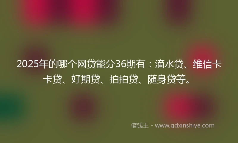 2025年的哪个网贷能分36期有：滴水贷、维信卡卡贷、好期贷、拍拍贷、随身贷等。