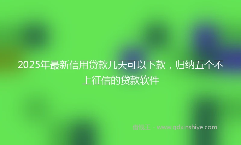 2025年最新信用贷款几天可以下款，归纳五个不上征信的贷款软件