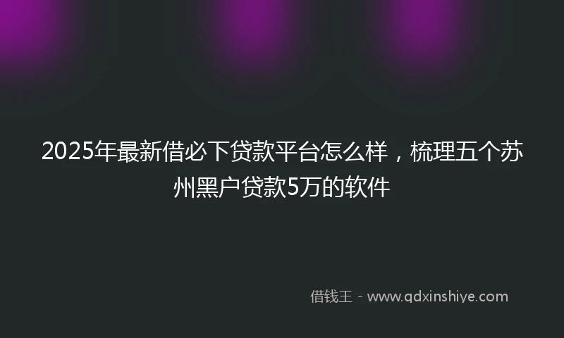 2025年最新借必下贷款平台怎么样，梳理五个苏州黑户贷款5万的软件