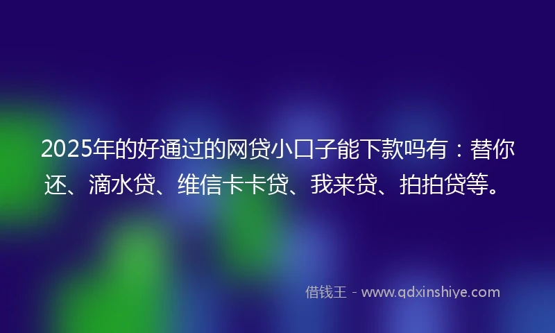 2025年的好通过的网贷小口子能下款吗有：替你还、滴水贷、维信卡卡贷、我来贷、拍拍贷等。