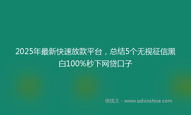 2025年最新快速放款平台，总结5个无视征信黑白100%秒下网贷口子