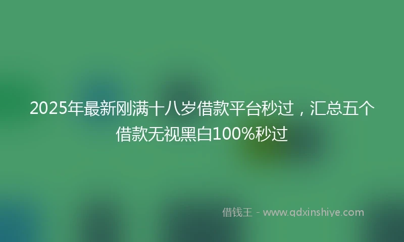 2025年最新刚满十八岁借款平台秒过，汇总五个借款无视黑白100%秒过