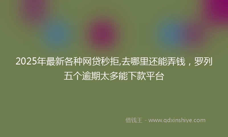 2025年最新各种网贷秒拒,去哪里还能弄钱，罗列五个逾期太多能下款平台