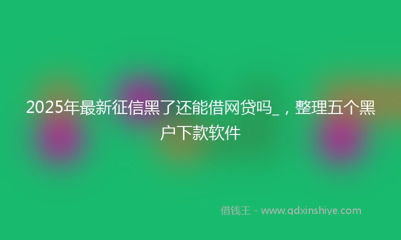 2025年最新征信黑了还能借网贷吗_，整理五个黑户下款软件