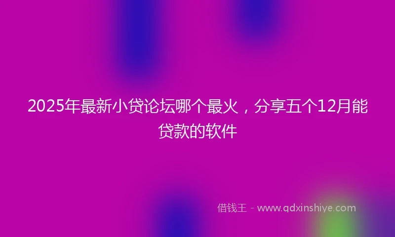 2025年最新小贷论坛哪个最火，分享五个12月能贷款的软件