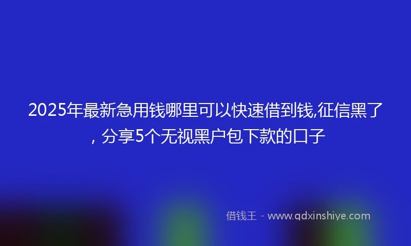 2025年最新急用钱哪里可以快速借到钱,征信黑了，分享5个无视黑户包下款的口子