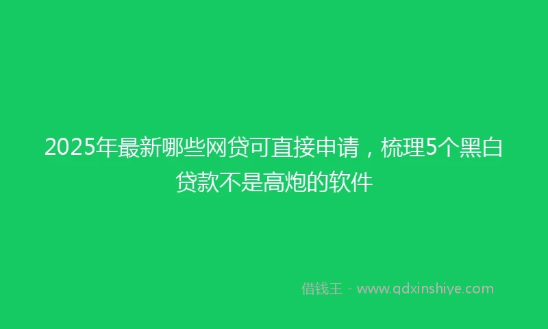 2025年最新哪些网贷可直接申请，梳理5个黑白贷款不是高炮的软件