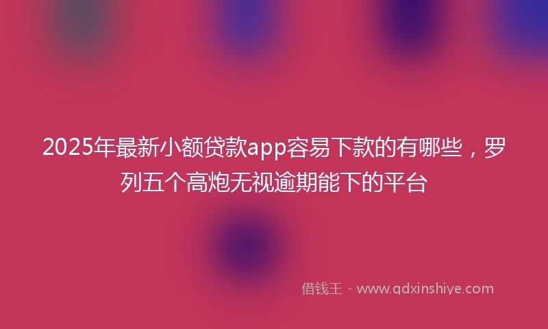 2025年最新小额贷款app容易下款的有哪些，罗列五个高炮无视逾期能下的平台