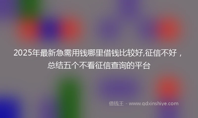 2025年最新急需用钱哪里借钱比较好,征信不好，总结五个不看征信查询的平台