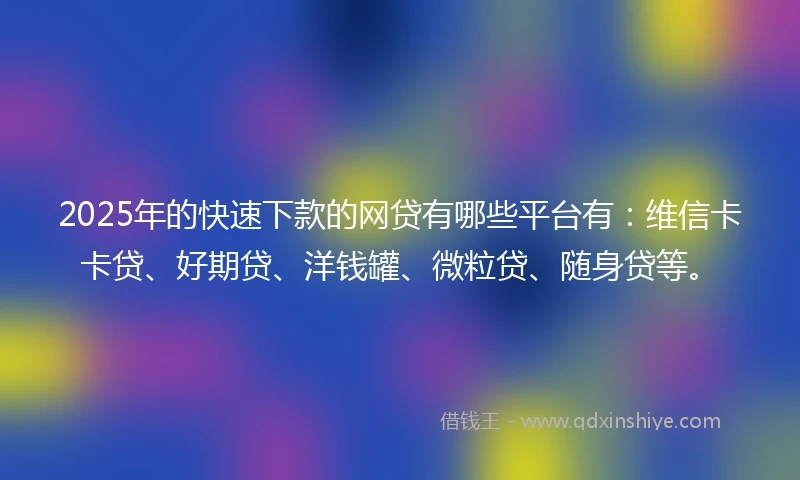 2025年的快速下款的网贷有哪些平台有：维信卡卡贷、好期贷、洋钱罐、微粒贷、随身贷等。