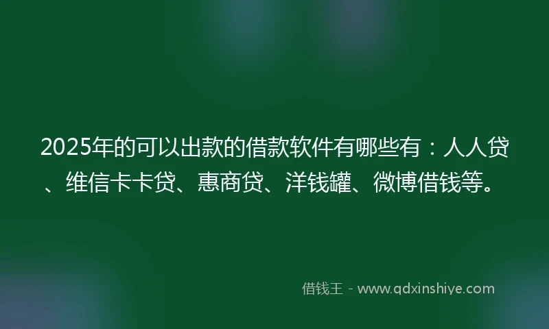 2025年的可以出款的借款软件有哪些有：人人贷、维信卡卡贷、惠商贷、洋钱罐、微博借钱等。