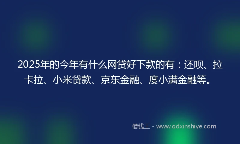 2025年的今年有什么网贷好下款的有：还呗、拉卡拉、小米贷款、京东金融、度小满金融等。