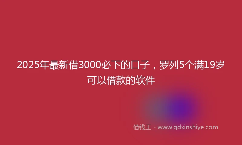 2025年最新借3000必下的口子，罗列5个满19岁可以借款的软件