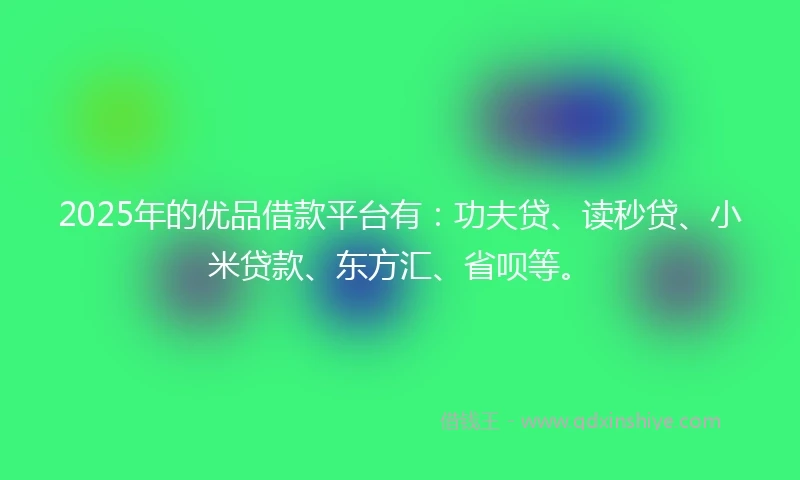 2025年的优品借款平台有：功夫贷、读秒贷、小米贷款、东方汇、省呗等。