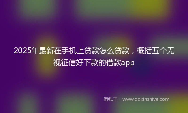 2025年最新在手机上贷款怎么贷款，概括五个无视征信好下款的借款app