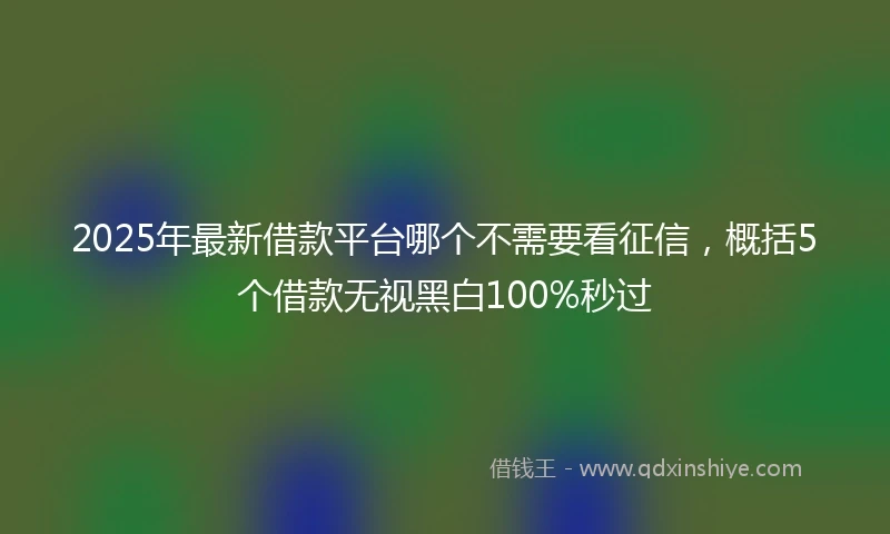 2025年最新借款平台哪个不需要看征信，概括5个借款无视黑白100%秒过