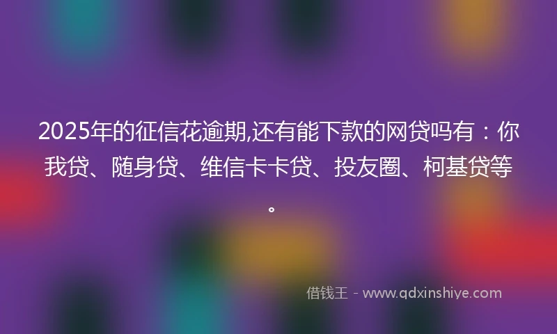 2025年的征信花逾期,还有能下款的网贷吗有：你我贷、随身贷、维信卡卡贷、投友圈、柯基贷等。