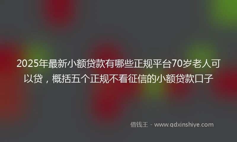 2025年最新小额贷款有哪些正规平台70岁老人可以贷，概括五个正规不看征信的小额贷款口子