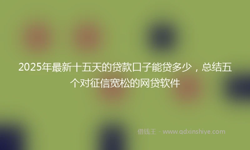2025年最新十五天的贷款口子能贷多少，总结五个对征信宽松的网贷软件