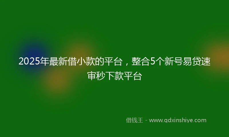 2025年最新借小款的平台，整合5个新号易贷速审秒下款平台