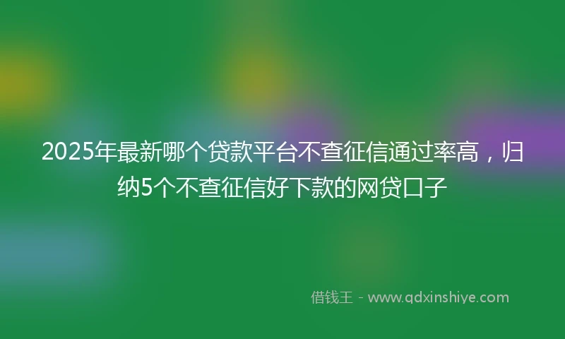 2025年最新哪个贷款平台不查征信通过率高，归纳5个不查征信好下款的网贷口子