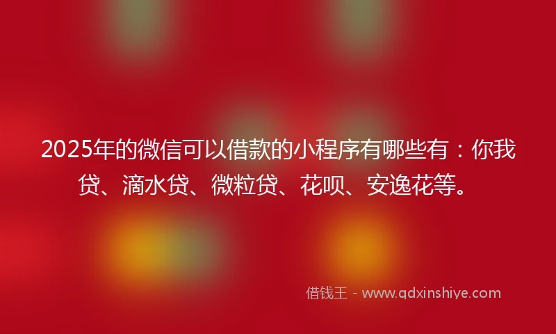 2025年的微信可以借款的小程序有哪些有：你我贷、滴水贷、微粒贷、花呗、安逸花等。