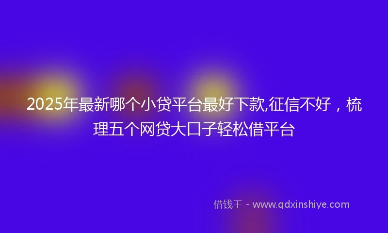 2025年最新哪个小贷平台最好下款,征信不好，梳理五个网贷大口子轻松借平台