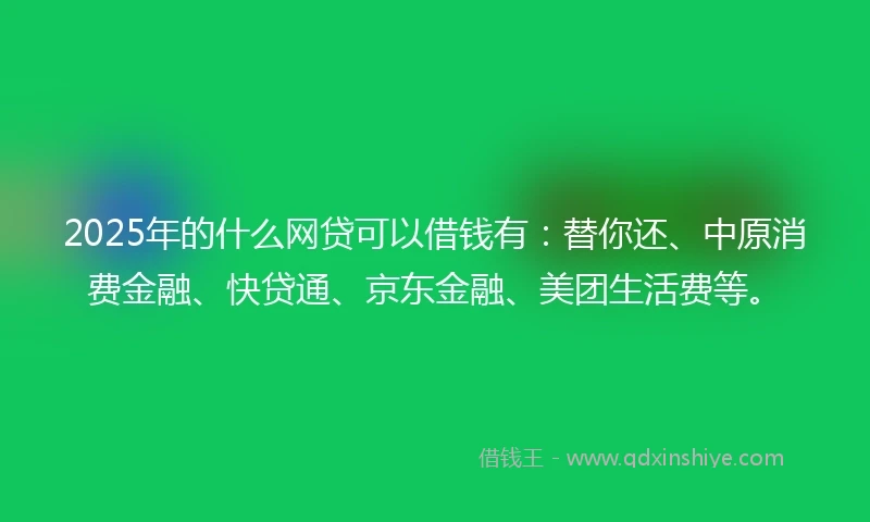 2025年的什么网贷可以借钱有：替你还、中原消费金融、快贷通、京东金融、美团生活费等。