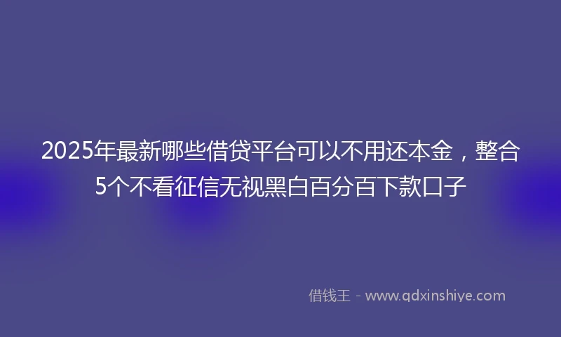 2025年最新哪些借贷平台可以不用还本金，整合5个不看征信无视黑白百分百下款口子