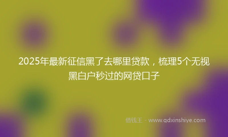 2025年最新征信黑了去哪里贷款，梳理5个无视黑白户秒过的网贷口子